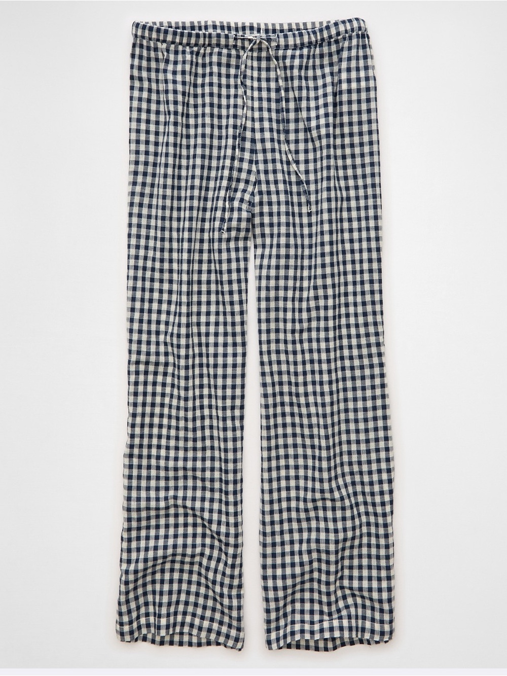 NWT American Eagle Gingham Check Pull On Wide Leg Pant Navy Blue XL
